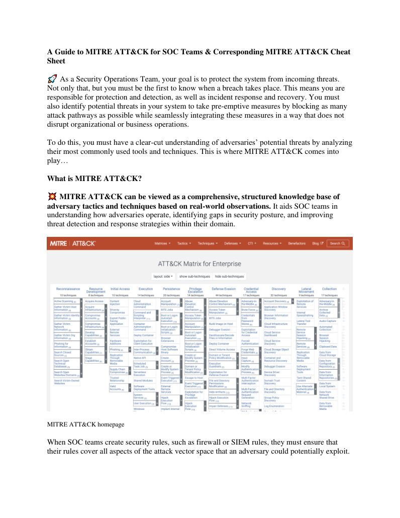 Opening page of my MITRE ATT&CK guide, with an Enterprise ATT&CK matrix illustration